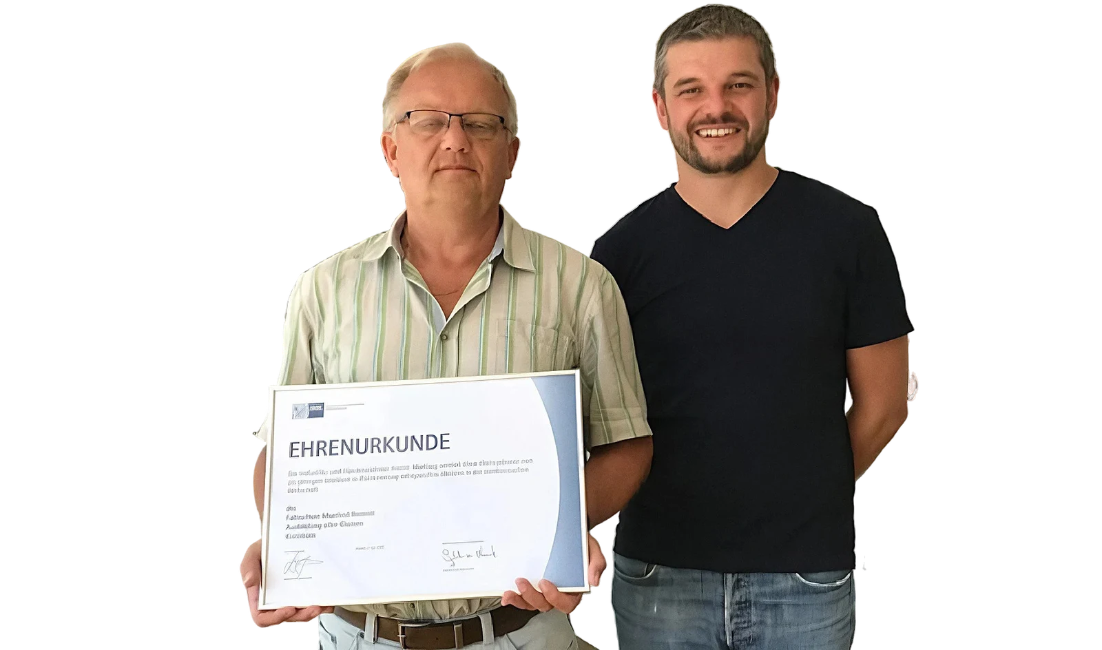 Zwei Generationen: Gründer Manfred Bernert und Inhaber Johannes Völker